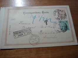 uralte Ganzsache 1891, Österreich, - Indien, austaxiert