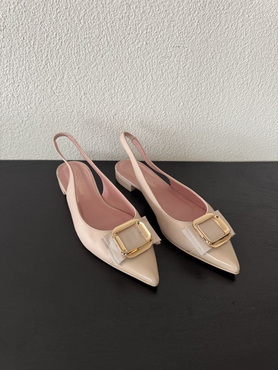 Scarpe da donna: Pretty Ballerinas Slingback Flats Beige Lackleder – Usato da Uetikon am See venduto da happywishes