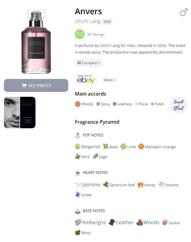 Profumi & Eau de Toilette: Decant Anvers – Ulrich Lang – Usato da Lausanne venduto da Andonia 1