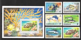 Dominica Serie 424 - 429 + Block Fische ** 2.6.1975