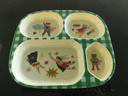 Marke: Rice Rice Melamin Kinderteller mit 4er Einteilung  