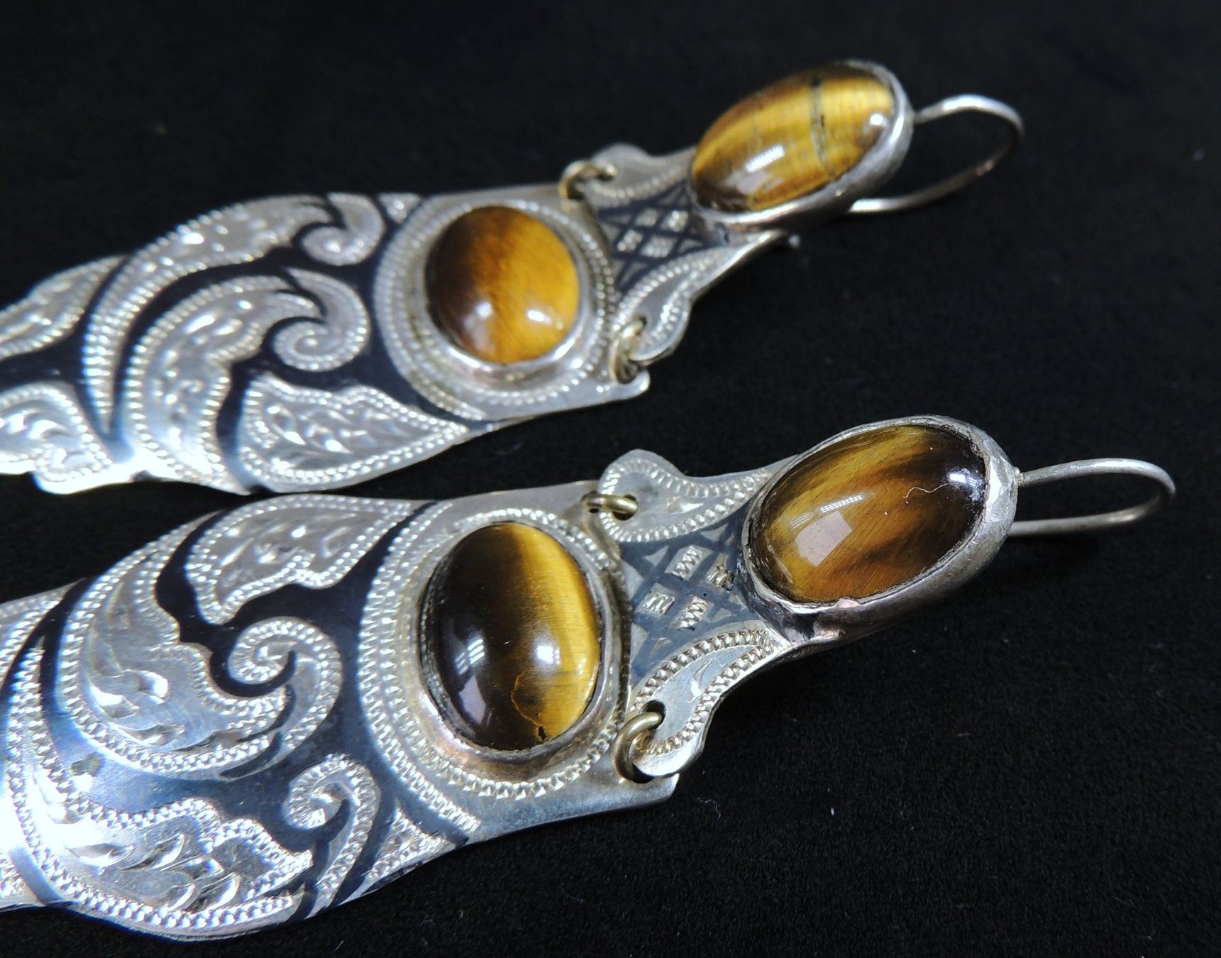Orecchini pendenti & Orecchini a lobo: Silber 925 Tigeraugen Ohrringe 75 mm – Usato da Waldenburg venduto da schaller707 3