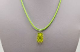 Halskette Kordelkette mit Gummibärchen Anhänger Neon-Grün