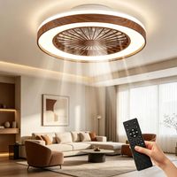 Deckenventilator mit Lampe Ø48 cm Holzoptik dimmbar