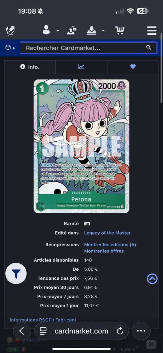 Bandai Sammelbilder & Trading cards: Perona SR - OP12-034 – Neu (gemäss Beschreibung) aus Vouvry von KzyNix 2