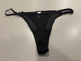 Schwarzer String Tanga, verstellbar, Gr. L - NEU!
