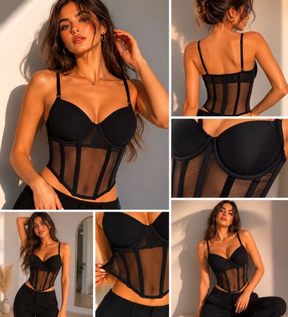 Schwarzes Korsett-Top, ideal für den Sommer! Grösse S