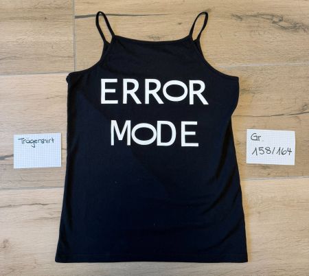 Trägershirt schwarz Grösse 158/164 Aufdruck ERROR MODE