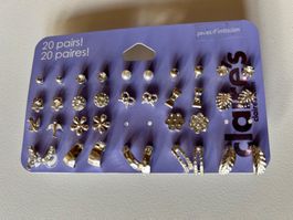 18 Paar Ohrstecker, silberfarben, Modeschmuck, neu, Clair‘s