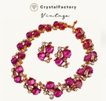 Set Kette und Ohrringe pink Vintage