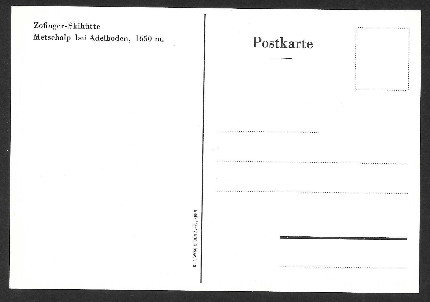 Cartoline postali: Metschalp Adelboden Zofinger-Skihütte – Usato da Olten venduto da clotaldi 1
