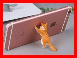 Handyhalter Katze Cat Braun Handyholder iPhone Samsung Stand