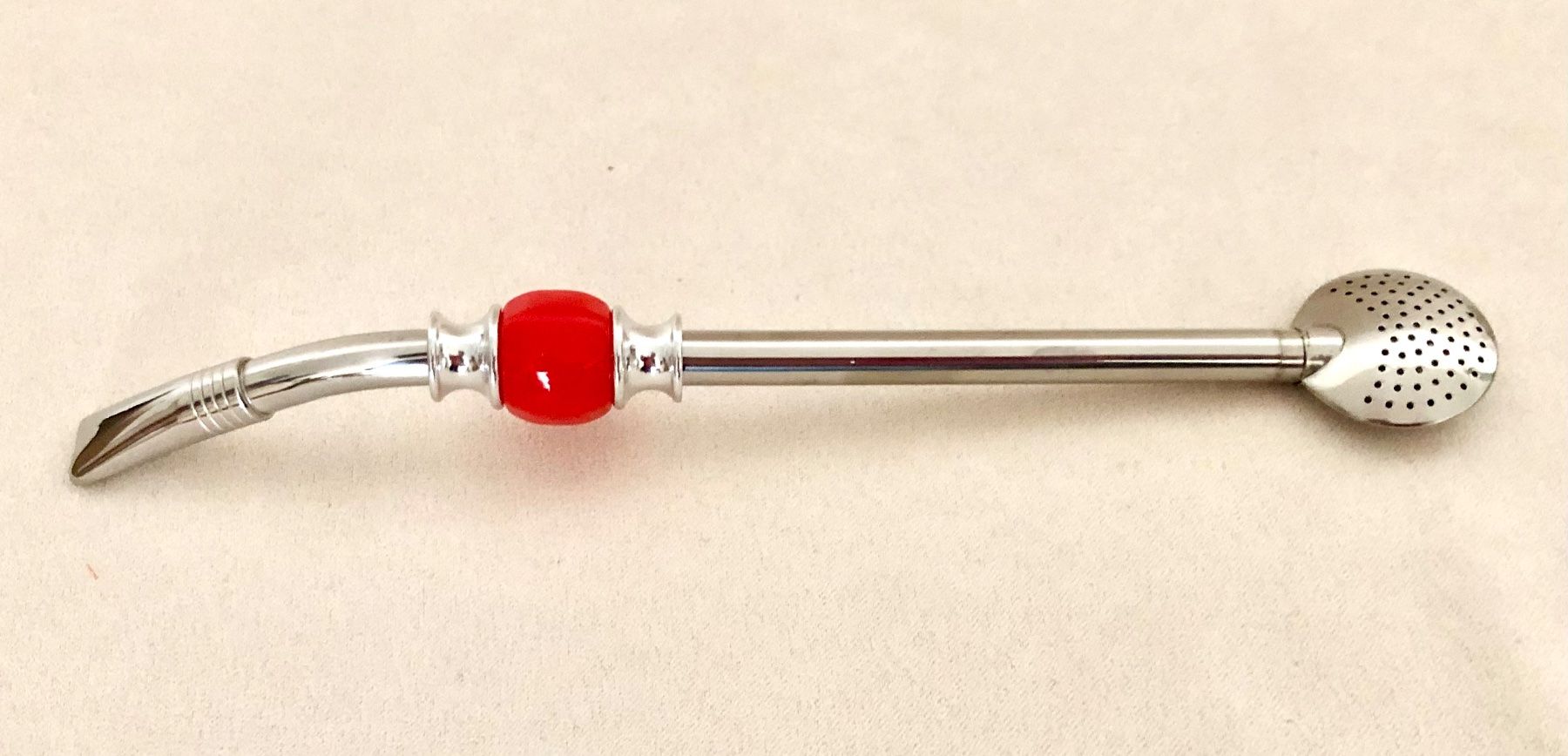 Set di posate: Bombilla Edelstahl 21 cm rot – Nuovo e nell'imballaggio originale da Zuchwil venduto da Yerba_Mate_Schweiz