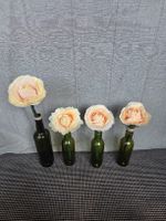Rosen aus Buchseiten in Flaschen, 4 Sets, Vintage Tischdeko