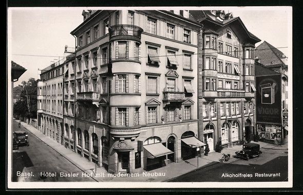 Cartes postales: Basel, Ansicht des Hotel Basler Hof mit  – D'occasion à Berlin par bartko-reher