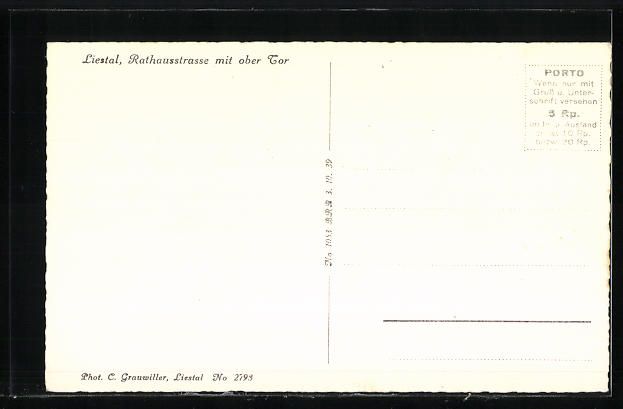Cartoline postali: AK Liestal, Rathausstrasse mit ober Tor – Usato da Berlin venduto da bartko-reher 1