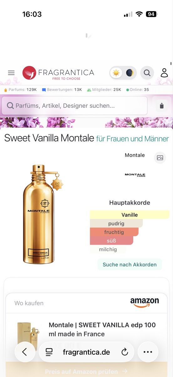 Montale Profumi & Eau de Toilette: Montale Sweet Vanilla, 2 ml – Usato da Sursee venduto da nri_sbv9 1