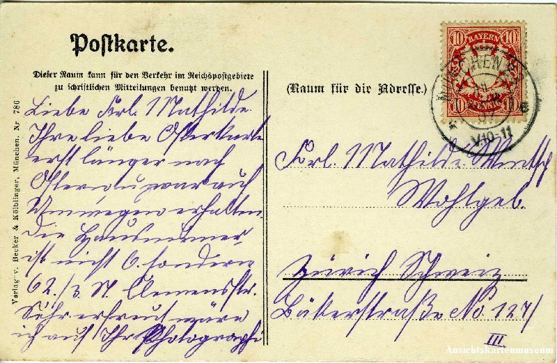 Cartoline postali: München - Lukaskirche + 1907 – Usato da Emmenbrücke venduto da teestube 1