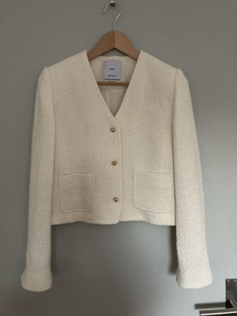 Mango Bouclé Jacke, Crèmeweiss, Gr. M - Zeitloser Chic!