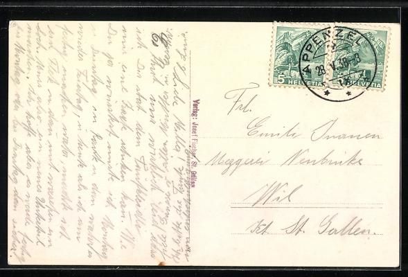 Cartoline postali: Appenzell, Ortsansicht aus der Vogelscha – Usato da Berlin venduto da bartko-reher 1