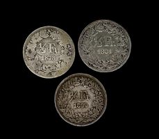 1 x 1/2 Franken 1878, 1 x 1881, 1 x 1899
