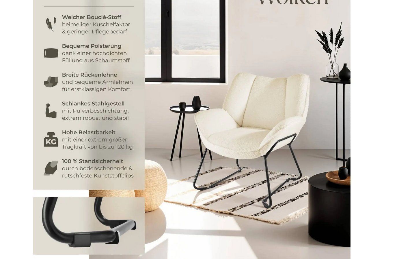 Poltrone: Sessel Kjeld creme-weiß – Nuovo (secondo la descrizione) da Steinhausen venduto da Retourenprofis 1