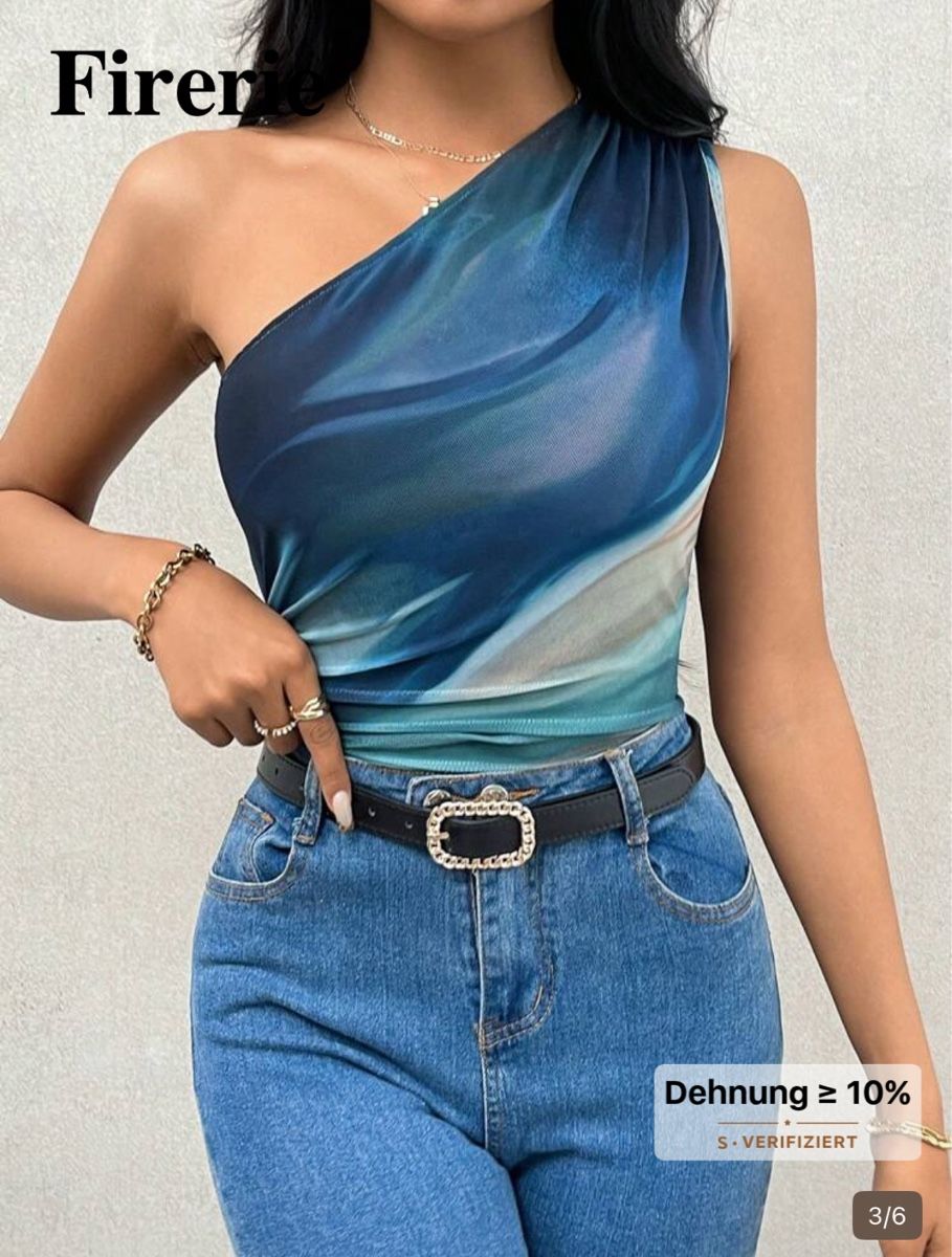 Top: Body mit Muster, One-Shoulder, neu, Grösse M – Nuovo e nell'imballaggio originale da St. Gallen venduto da salsera85 1
