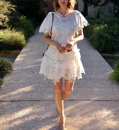 Robe vintage en lin blanc cassé