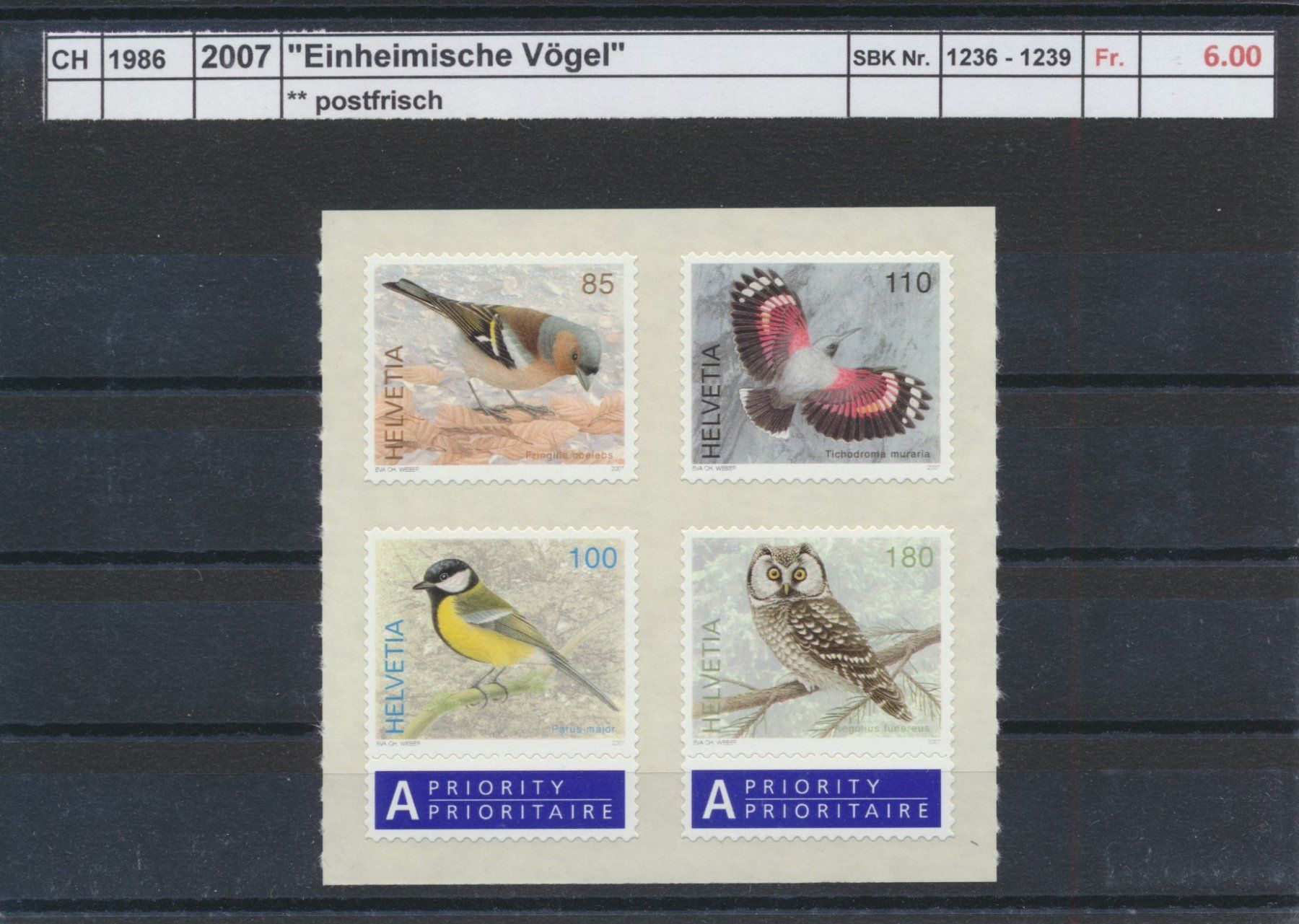 Alle Briefmarken: 2007 "Einheimische Vögel", ** postfrisch – Neu (gemäss Beschreibung) aus Winterthur von Zupogeru