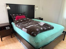 IKEA Bett 160x200 mit hohem Kopfteil inkl. Lampen