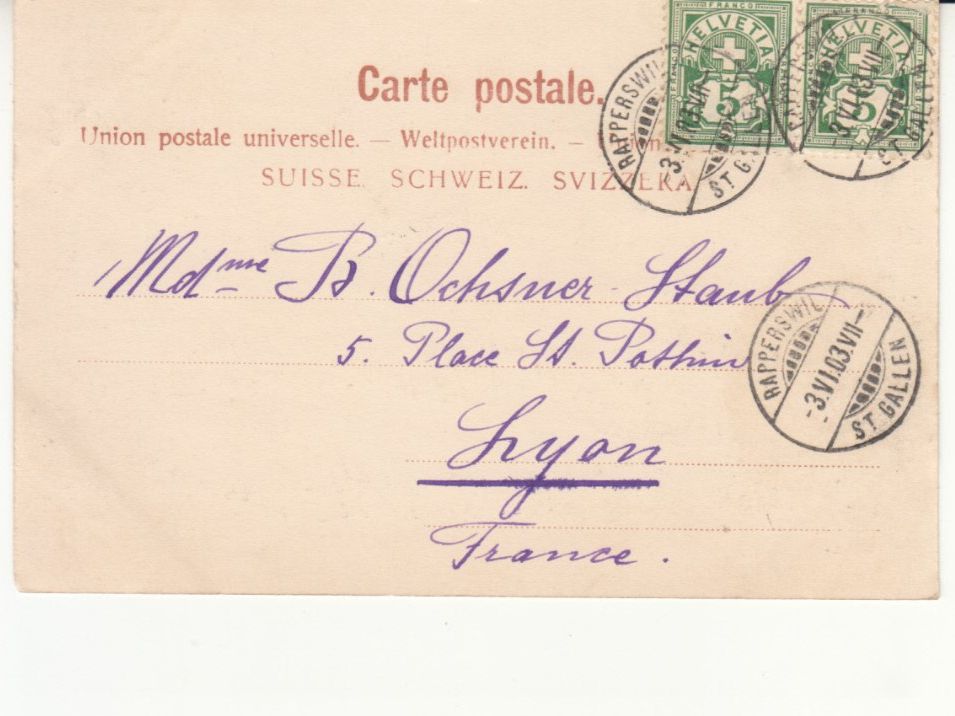 Cartoline postali: Rapperswil 1903 – Usato da Bürglen TG venduto da StampGraf 1