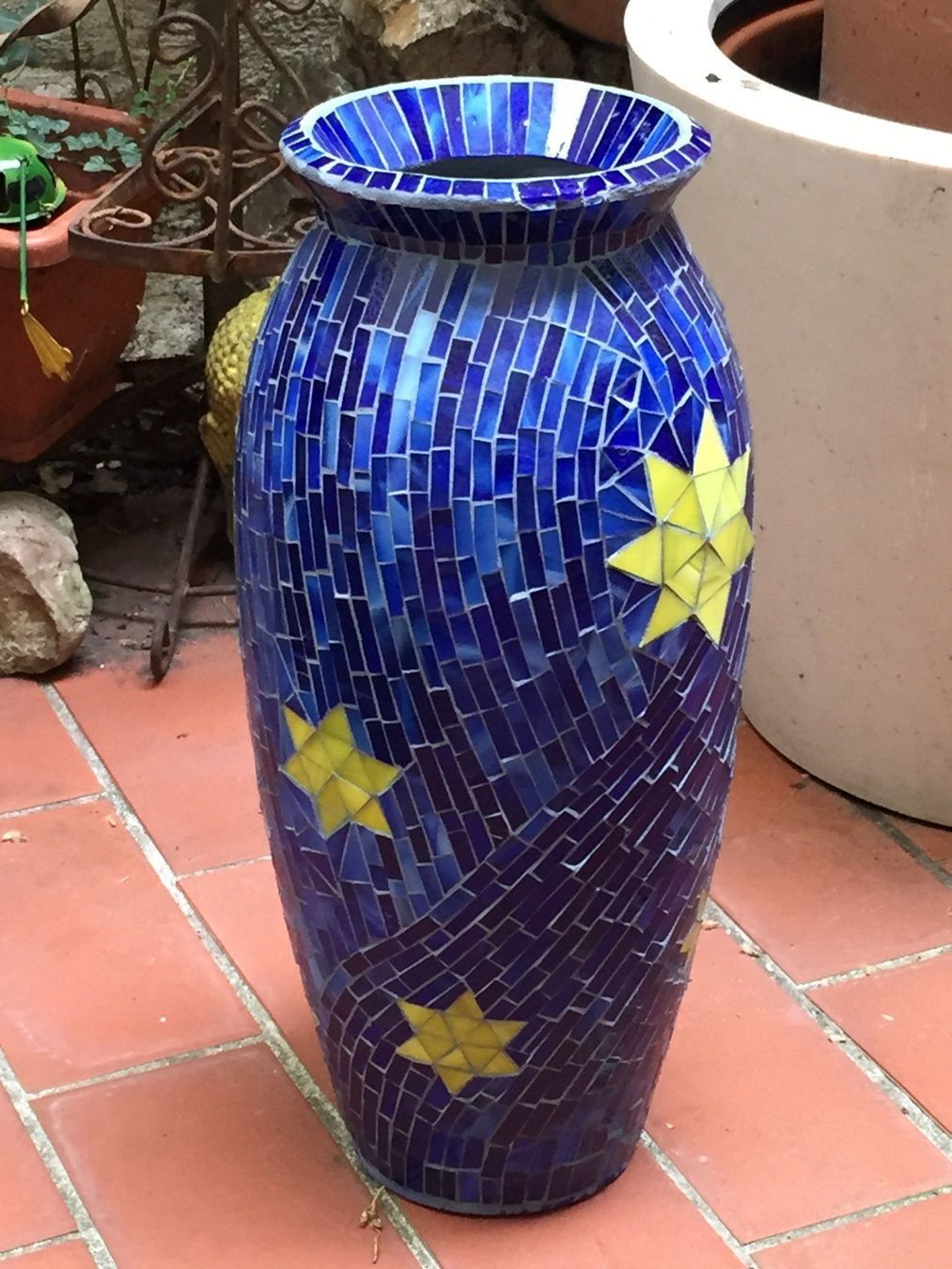 Vase & Récipients: Wunderschöne Mosaik Vase, 47 cm. – D'occasion à Schaffhausen par vintageville 1