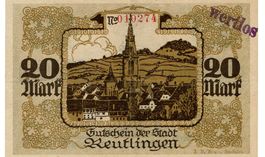 Reutlingen 20 Mark 30.10.1918 VZ+-VZ++