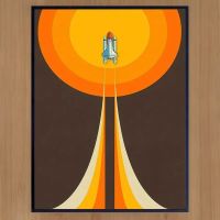 Affiche vintage Art Spatiale rétro vintage fusée espace