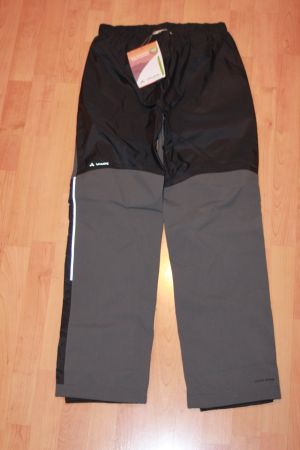 grauschwarze Vaude wasserdichte Funktions-Regenhose 164 NEU