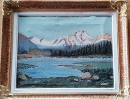 Ölbild - Stalder - Berglandschaft mit wunderschönem Rahmen