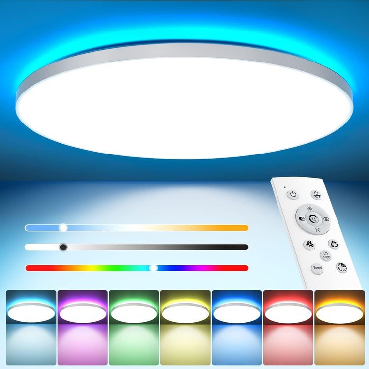Goeco LED Deckenleuchte Moderne LED-Deckenleuchte Doppeloval, 27W 6500K 30x30cm Led Fest Integriert Kaltweiss Dimmbare Deckenlampe Fuer Wohnzimmer Kueche S0bei0x4