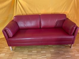 ROTES LEDER-SOFA “INTERTIME” Sehr gepflegter Zustand
