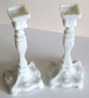 PORTIEUX - Paar Kerzenständer, Glas Höhe 21 cm, 1880-1900