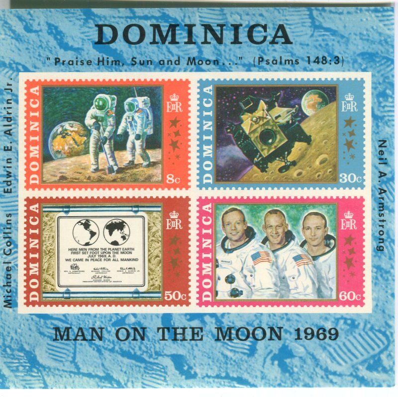 Tous les timbres: Block "Apollo 11". Dominica – Neuf avec emballage d'origine à Basel par Butsch5