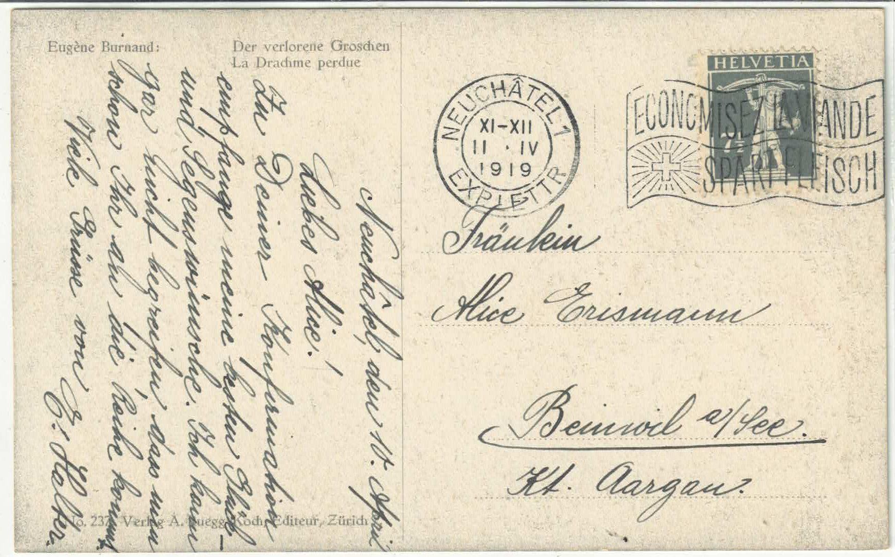 Cartes postales: Eugene Burnand - Der verlorene Groschen - La Drachme perdue – D'occasion à Ettingen par Kartenplanet 1
