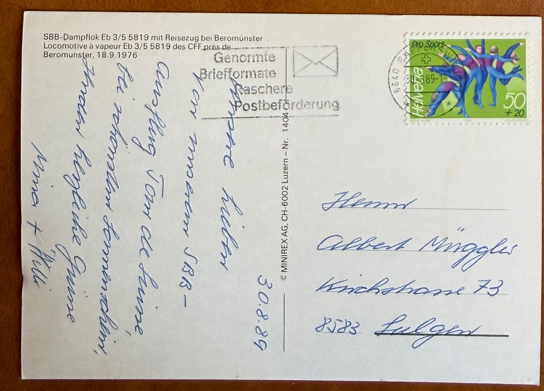 Cartes postales: SBB - Dampflok Eb 3/5 5819 - Beromünster – D'occasion à Lutry par Ediego 1