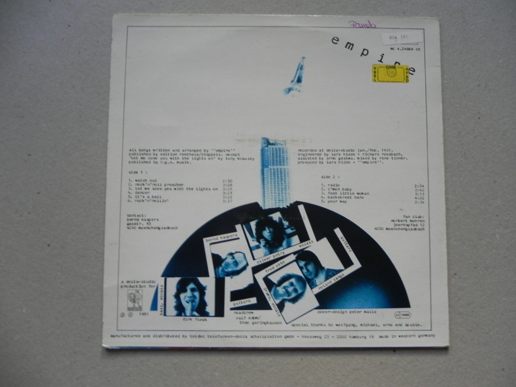 Schallplatten: LP Deutschland Rock Band Empire 1981 – Gebraucht aus Siebnen von krimsie 1