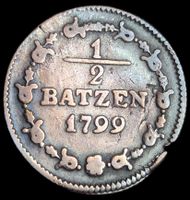 1/2 Batzen 1799, Helvetische Republik, Breiter Balken ab 1.-