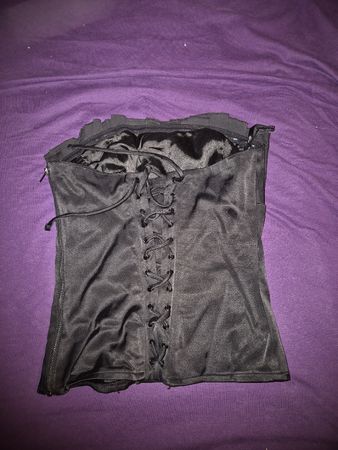 Top Bebe nero taglia XS pizzo posteriore con zip