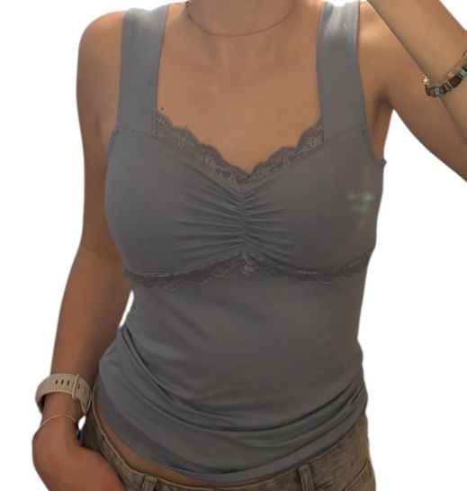 Top: Sommer Top mit Spitze, hellblau, Grösse S, neuwertig – Nuovo (secondo la descrizione) da Langenthal venduto da hih_sfd7