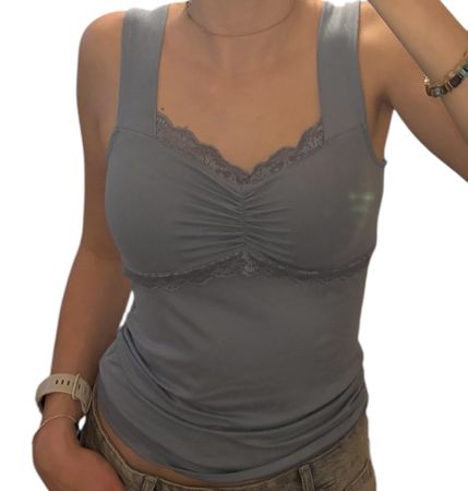 Sommer Top mit Spitze, hellblau, Grösse S, neuwertig
