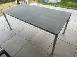 Gartentisch 180 x 90 cm, Stein-Imitat, Edelstahl Gestell