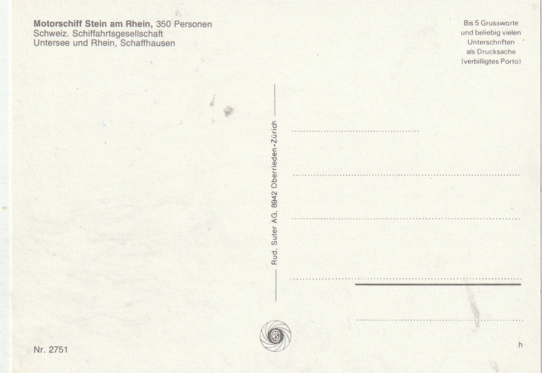 Cartoline postali: Motorschiff Stein am Rhein – Usato da Lumbrein venduto da made02 1