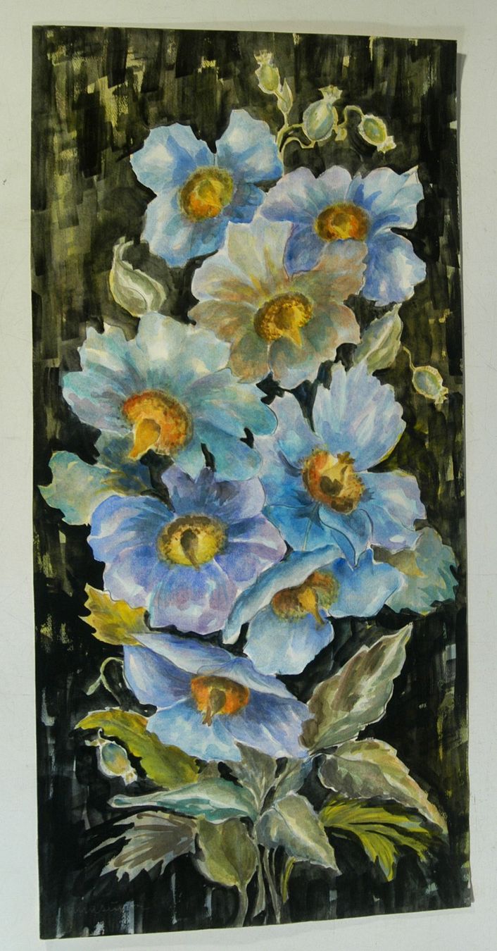 Dipinti: Blumenstilleben Aquarell 33 x 69 cm – Usato da Herisau venduto da Wisen